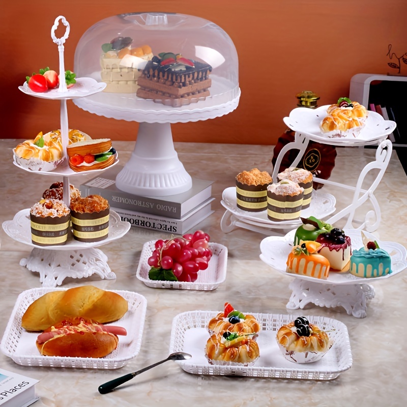 1 Set of Cake Tray with Lid Cake Stand Ceramic Dessert Plate Serving Dish  Holder