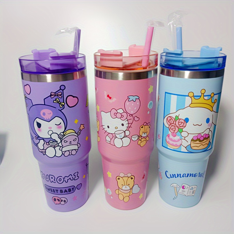 10Pcs PVC Sanrio Hello Kitty Straw Covers Cap Topper Silicone