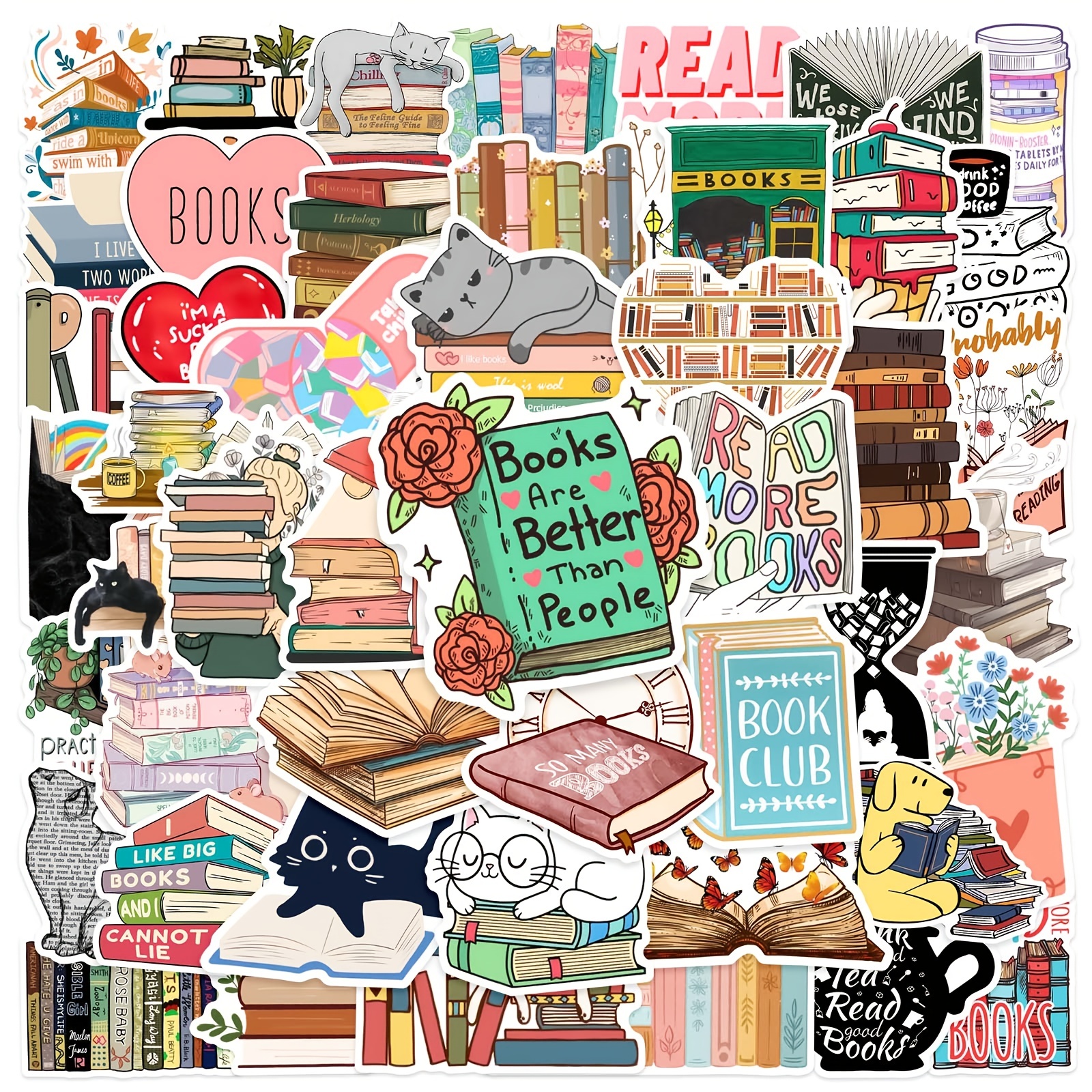 i Love Reading Book Lover' Theme Waterproof Stickers - Temu