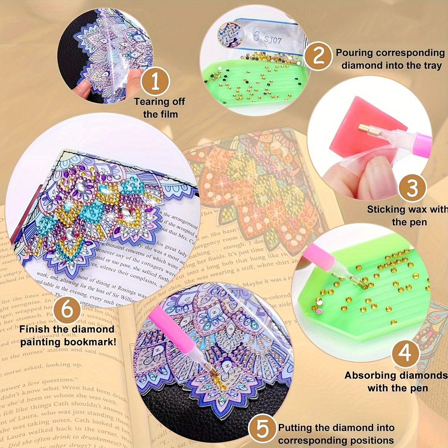 4 Pcs Mandala Diamond Painting Bookmarks For Kids,diy Corner
