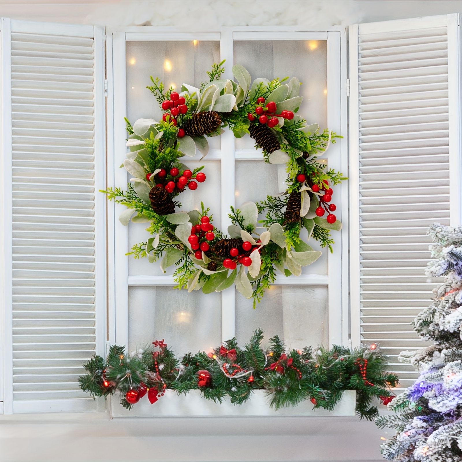 Christmas Candle Rings Wreath Mini Christmas Wreath With Red - Temu