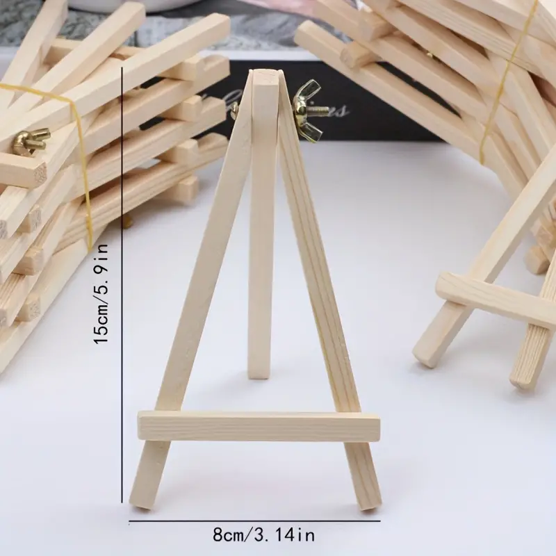 1pc Simple Desktop Mobile Phone Stand With Screws Foldable Tripod,  5.91*3.15inch Wooden Small Picture Stand Mini Picture Stand Painting Small  Desktop