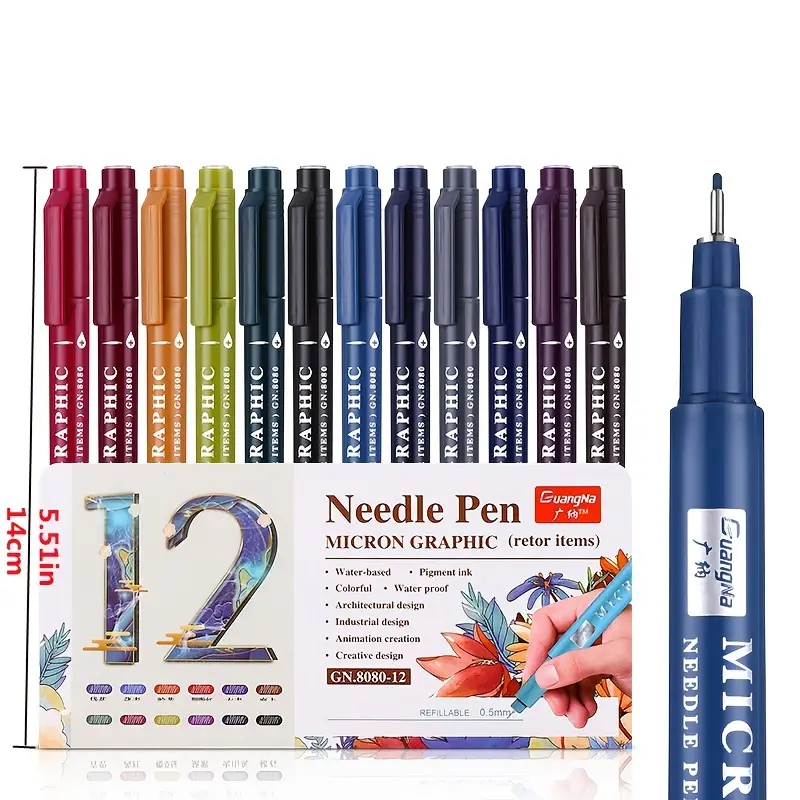 Vintage 12 Colors Needle Tube Micro line Pen Painting - Temu