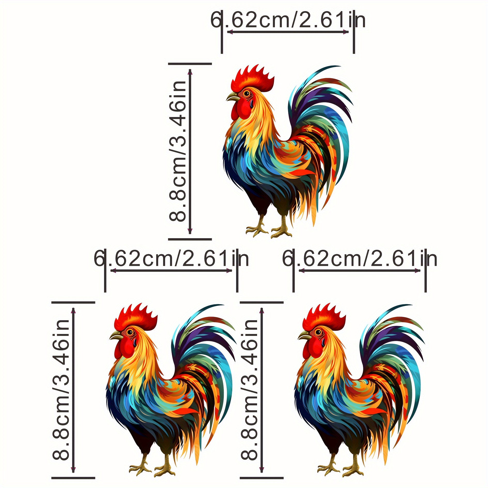 Funny Rooster Print Pattern Heat Transfer Stickers Fashion - Temu