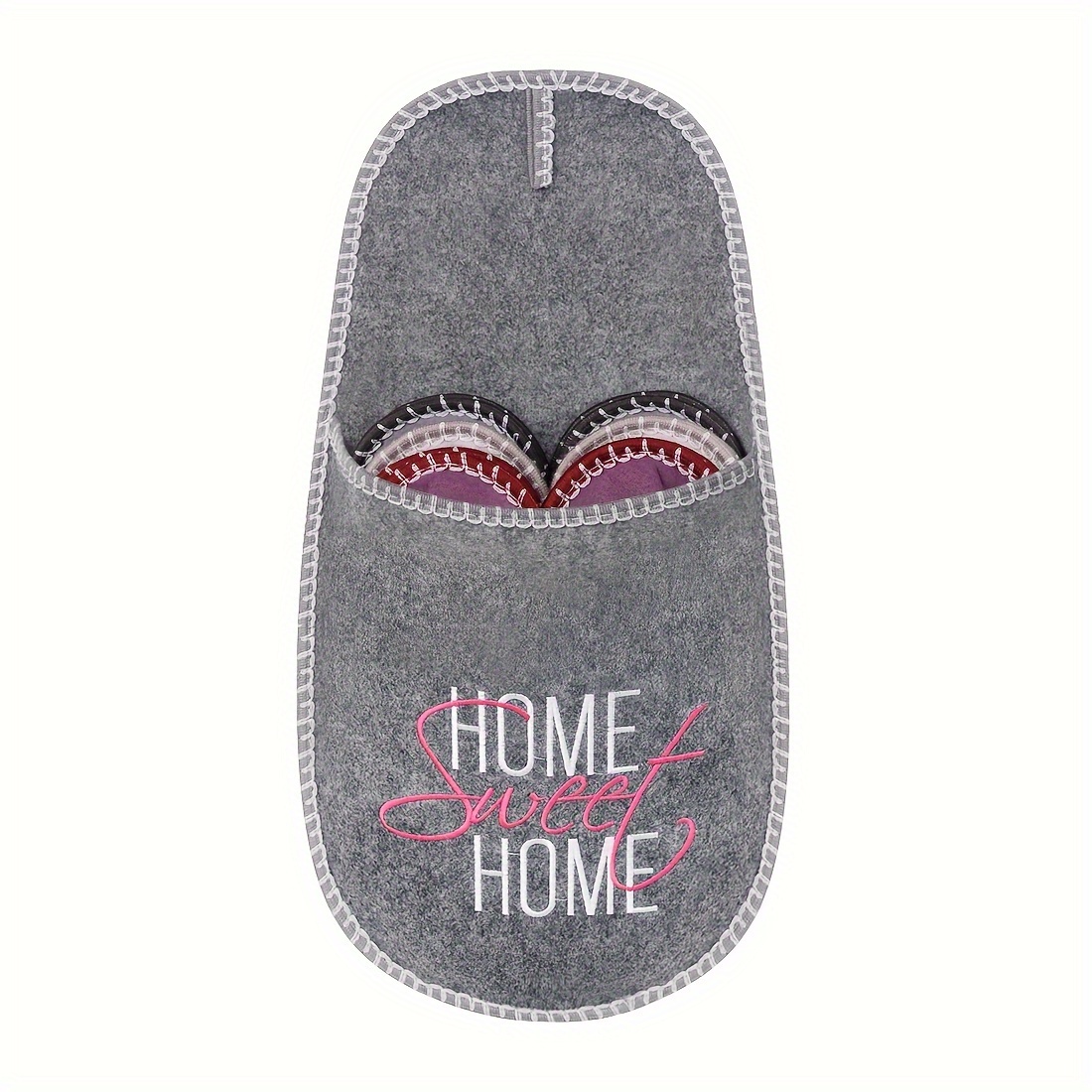

6 Pairs Set Home Slippers, Closed Toe Lightweight Slip On Plush Shoes, Non-slip Travel & Bedroom Guest Shoes