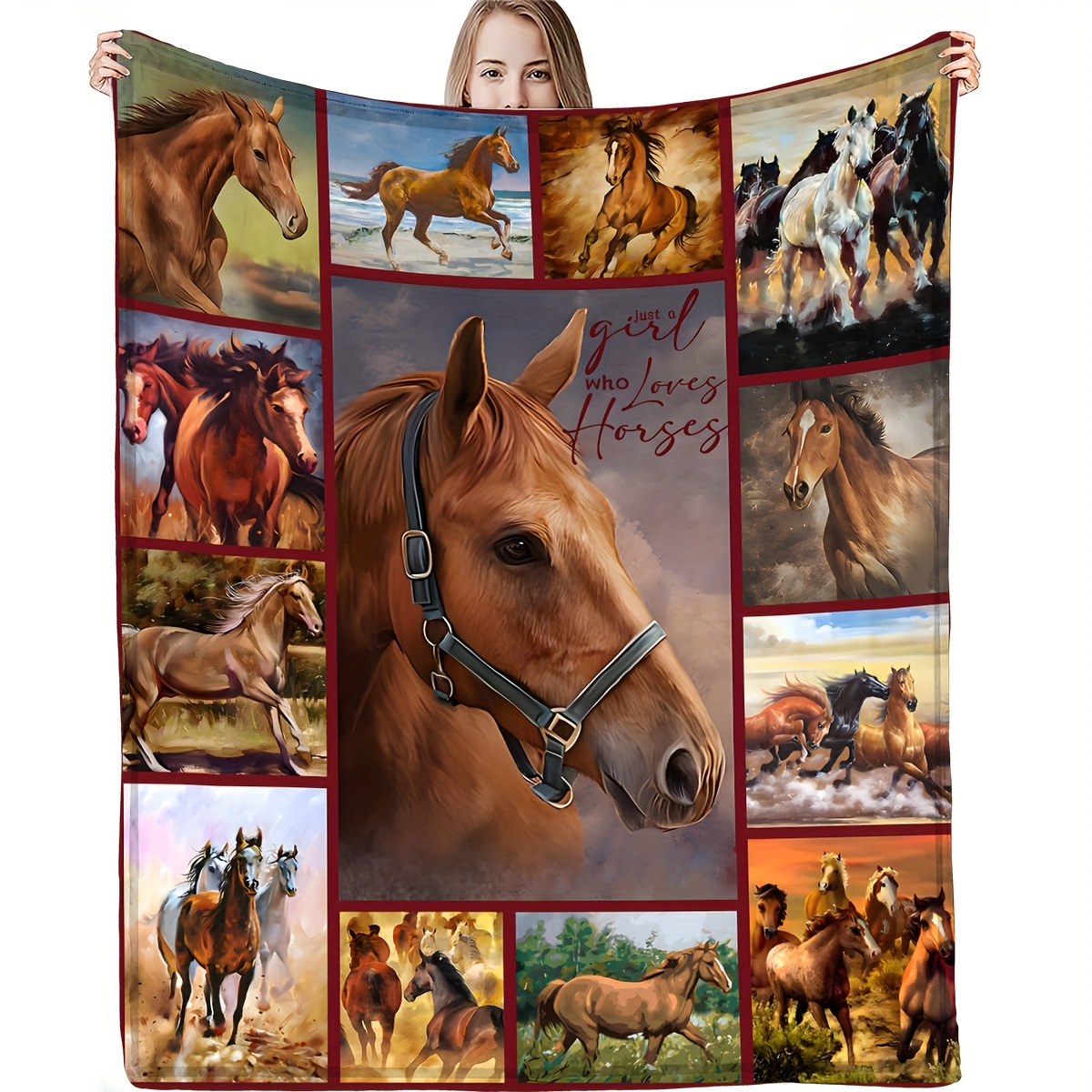 

1pc Horse Blanket, Horse Gifts For Girls Throw Blanket, Horse Gifts For Women Blanket, Gifts For Horse Lovers, Super Soft Cozy Horse Themed Gifts For Men Blanket, Sofa Couch Beds Horse Decor