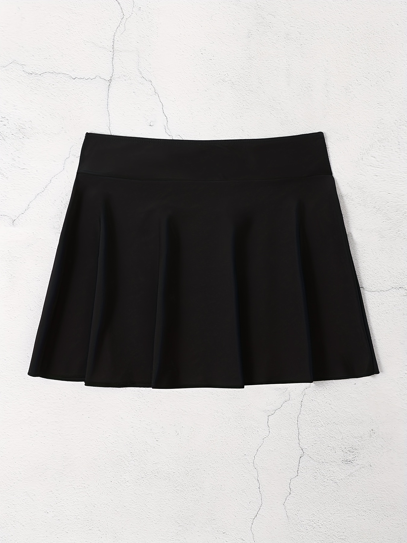 Solid Flare Cover Up Skirt High Stretch Elastic High Waist