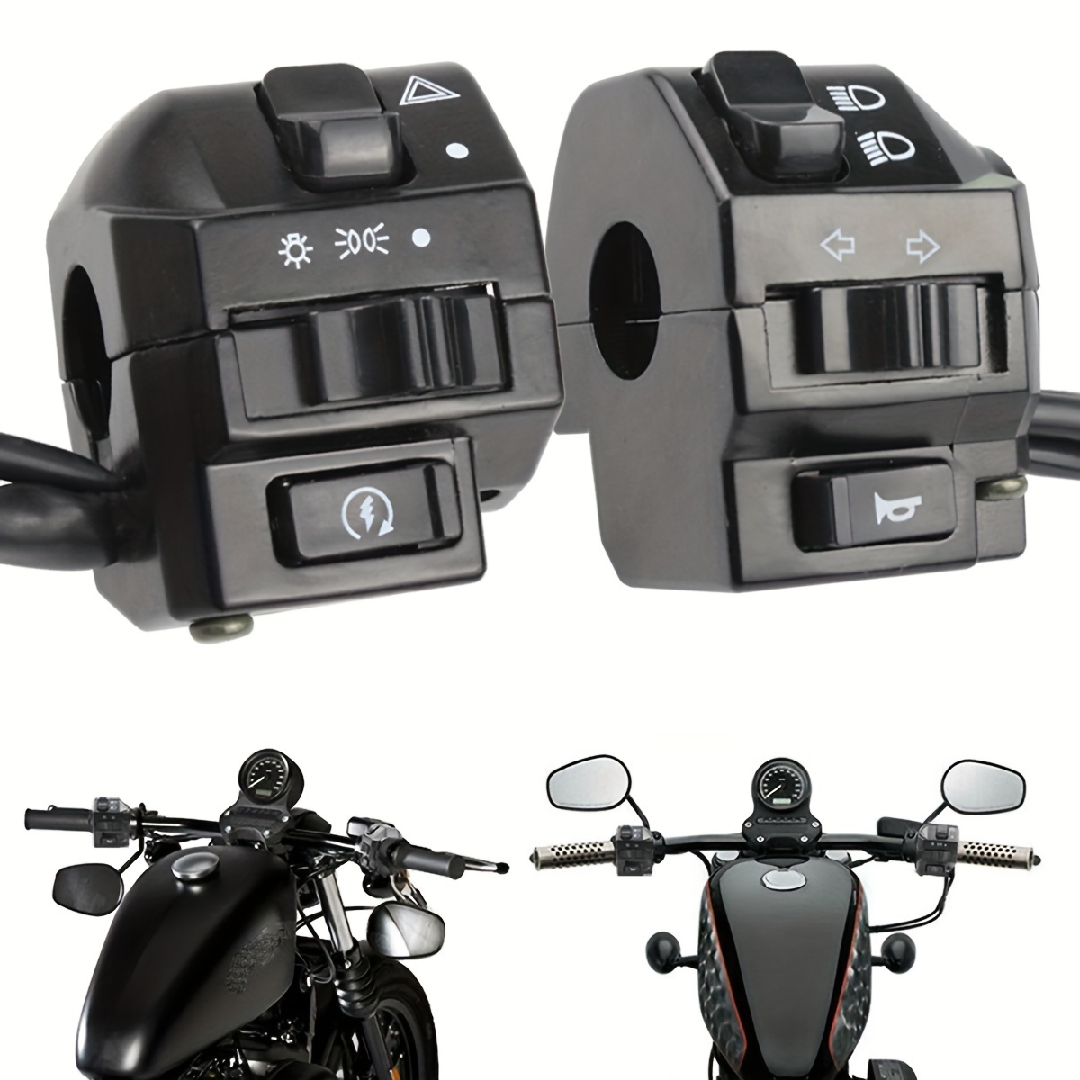 KIMISS Control del interruptor del manillar de la motocicleta, montaje del  manillar de la motocicleta 7/8 pulgadas LED interruptor de
