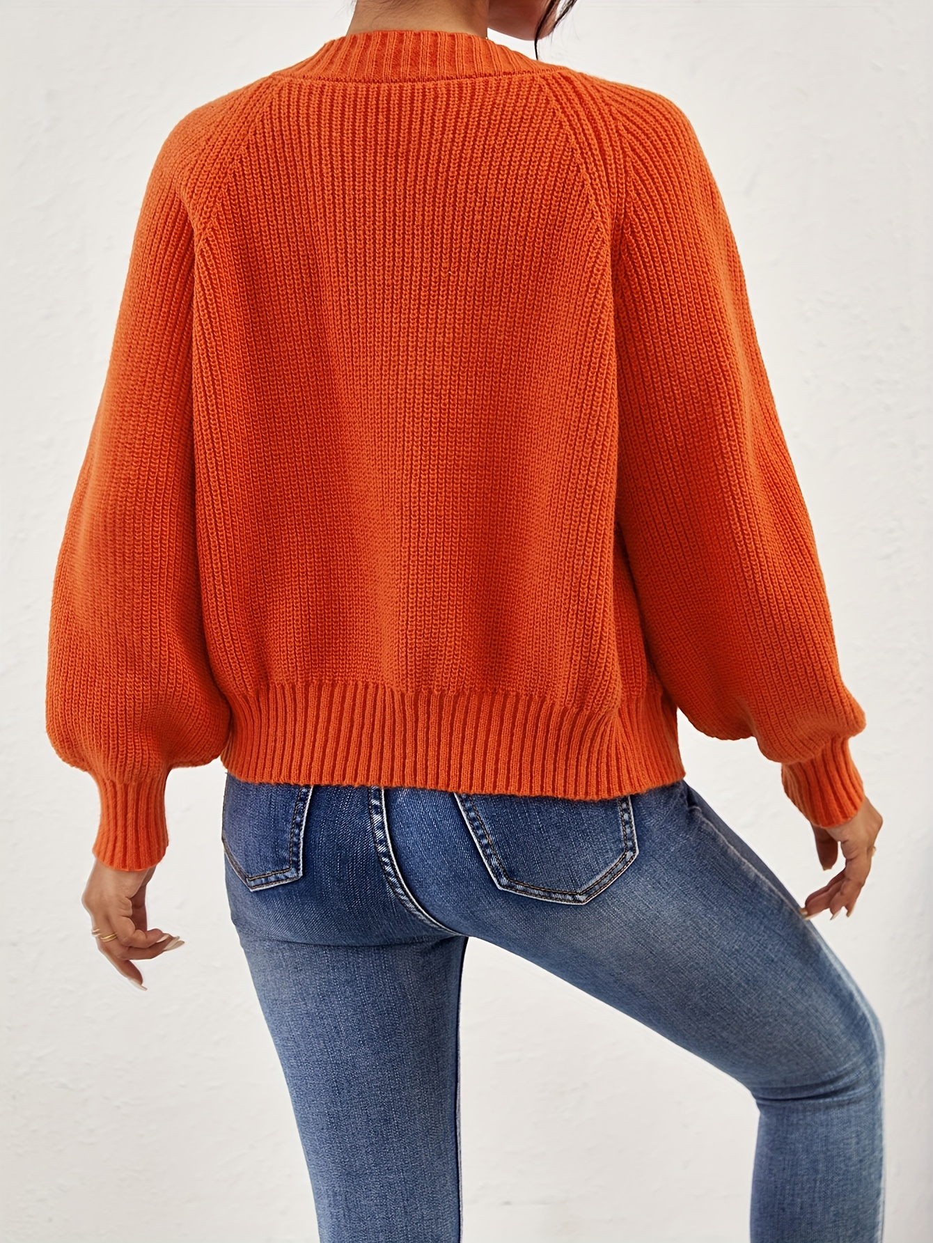 Solid Button Knit Cardigan Casual Long Sleeve V Neck Sweater - Temu