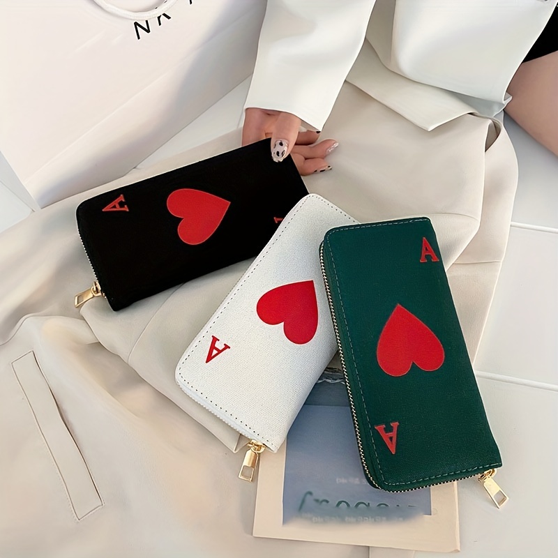 Playing Card Long Bifold Wallet Large Capacity Canvas Coin Purse