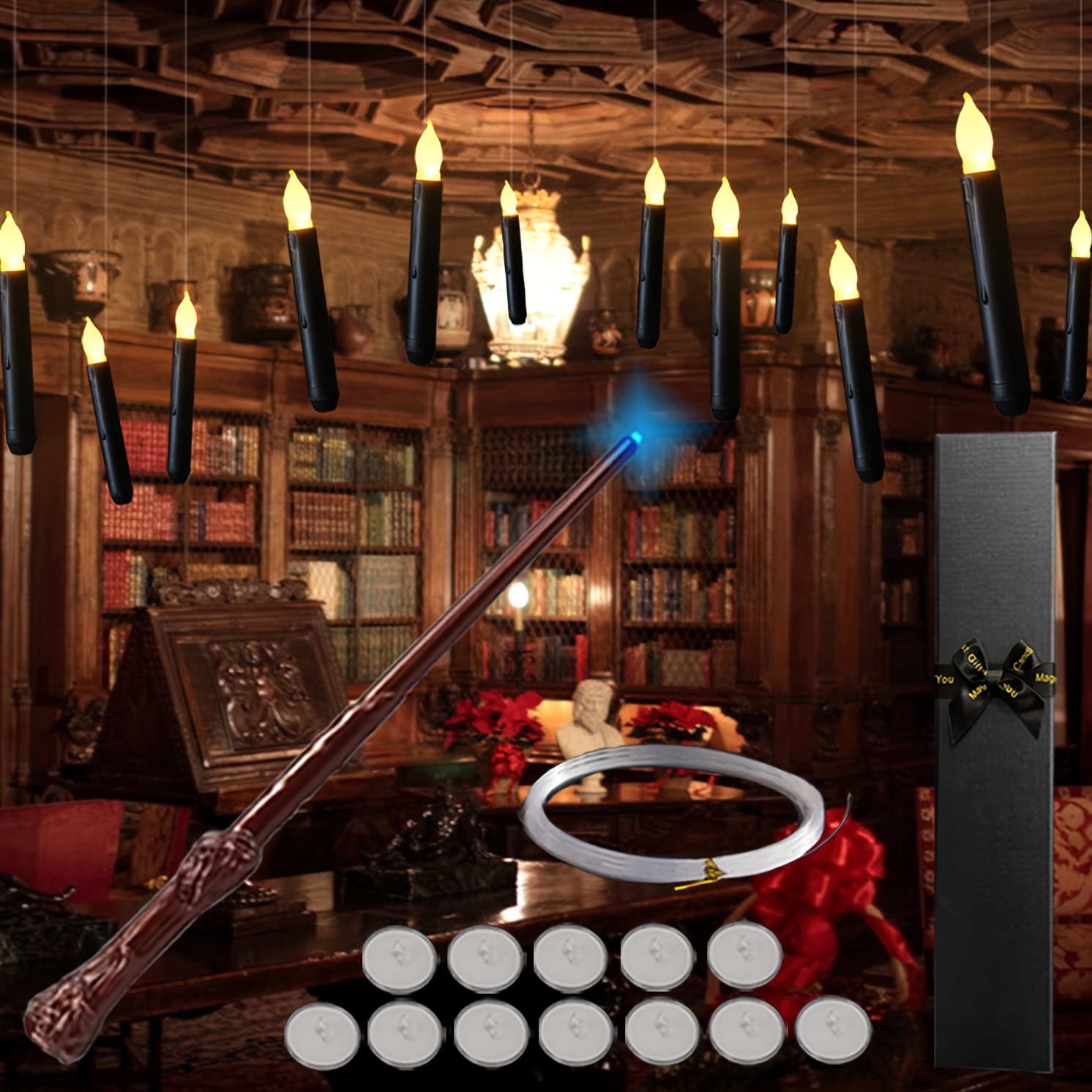 Flameless Candles With Magic Wand Remote For Halloween Decor, 6.5 Floating  Candles Battery Operated Hanging Window Candles, Flickering Electric LED C