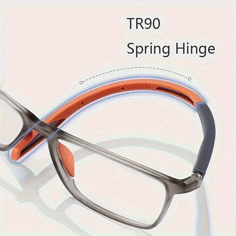 Sporty TR Frame Reading Glasses, Unplated Precious Metal, Lightweight Comfortable Design, with Smart Zoom, with Strength Lenses Included for Men