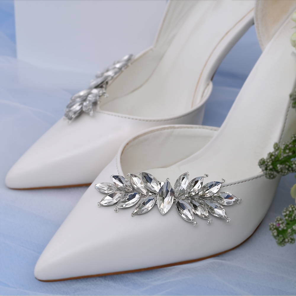 Rhinestone Design Detachable Shoe Buckles For Wedding High - Temu