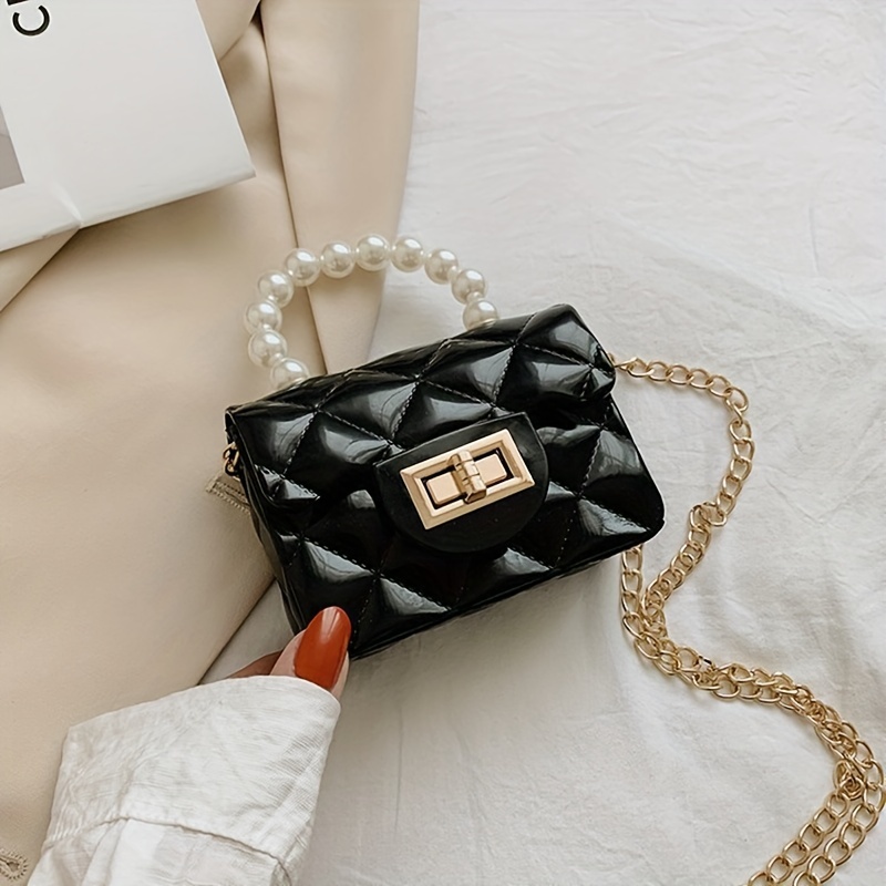 Waterproof Argyle Embossed Shoulder Bag Solid Mini Handbag