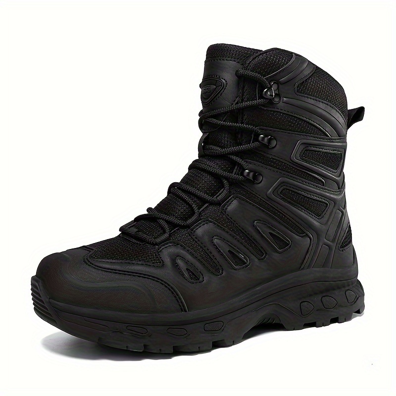 Mens Trendy High Top Military Style Hiking Boots Comfy Non Slip Lace Up