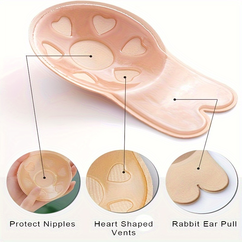2022 New Plus Size Nipple Cover Strapless Solid Sticky Adhesive Silicone  Rabbit Ear Breast Lift up Reusable Six Bra - China Adhesive Bra and Sticker  Bra Women price