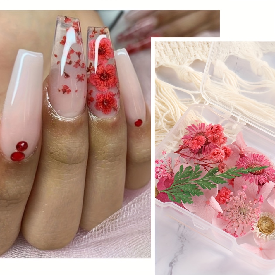 SILPECWEE 8 Boxes Dried Flowers for Nails Mini Real Nail Flowers 3D Dried  Flowers Nail Stickers Nail Decor Manicure Design Nail Decorations for  Makeup