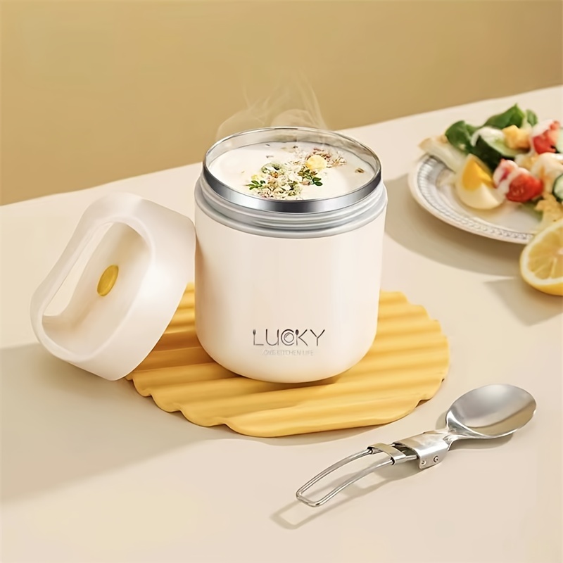 1pc 304 Stainless Steel Insulated Lunch Box & Insulated Soup Mug