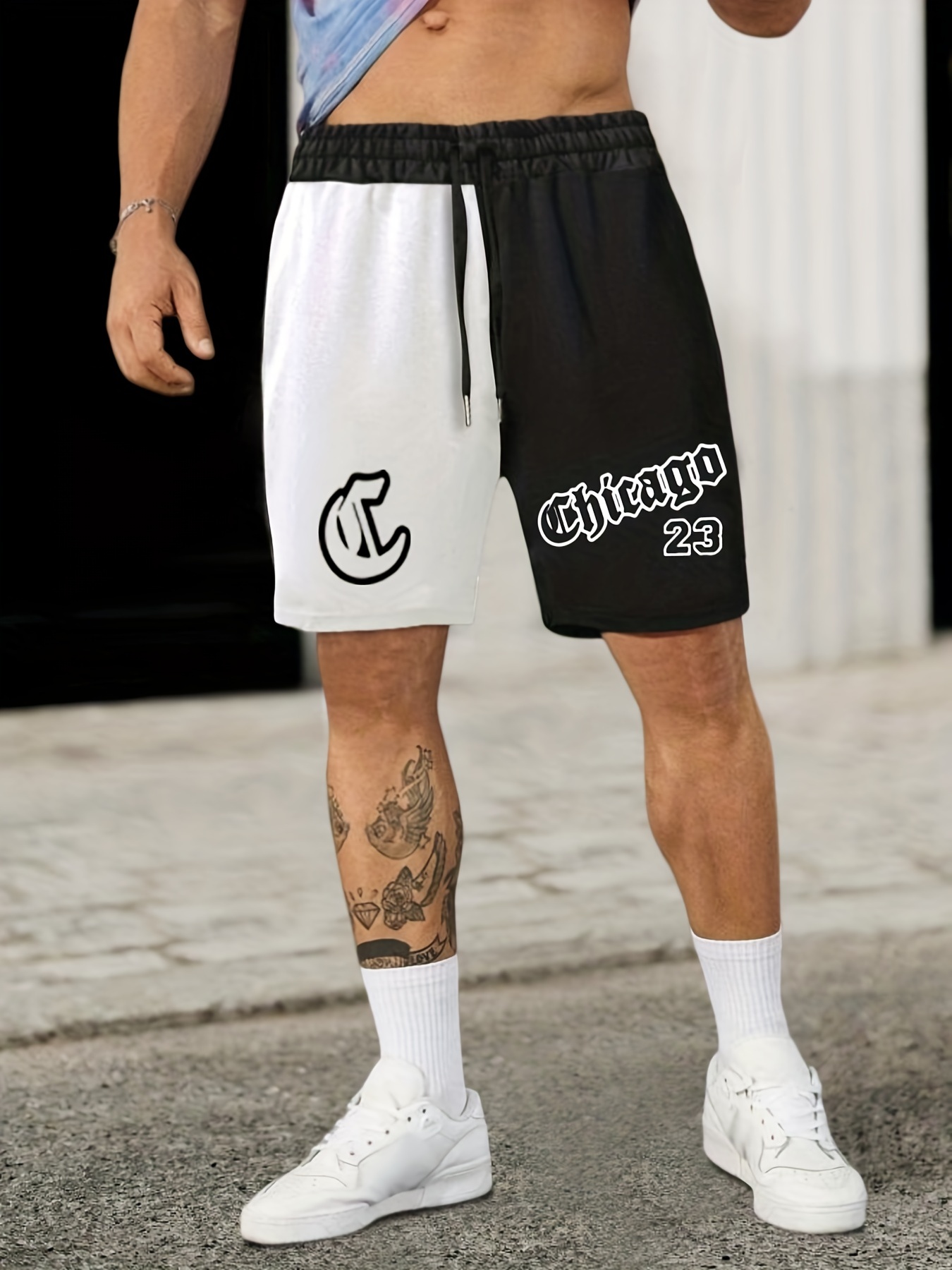 Men's chicago Print Casual Sport Drawstring Shorts - Temu