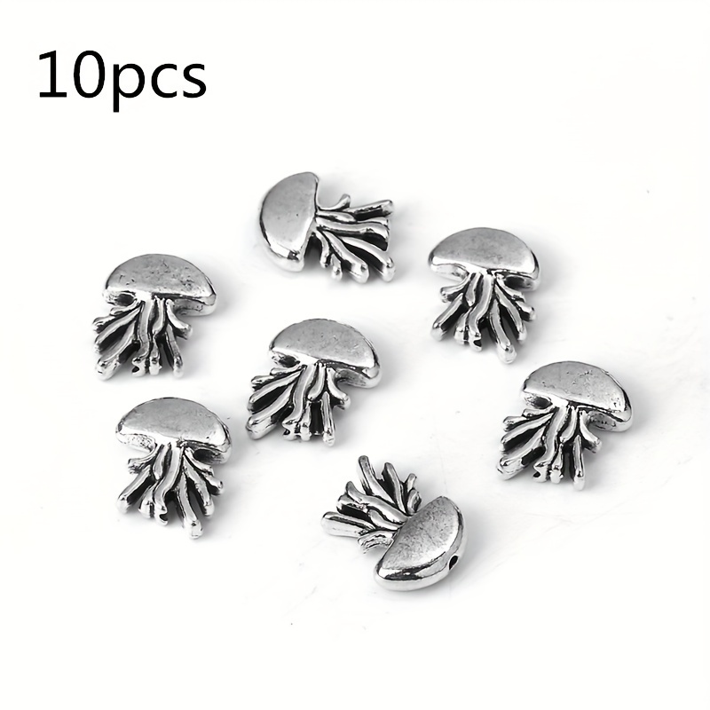Antique Silver Color Jellyfish Beads For Jewelry Making Diy - Temu