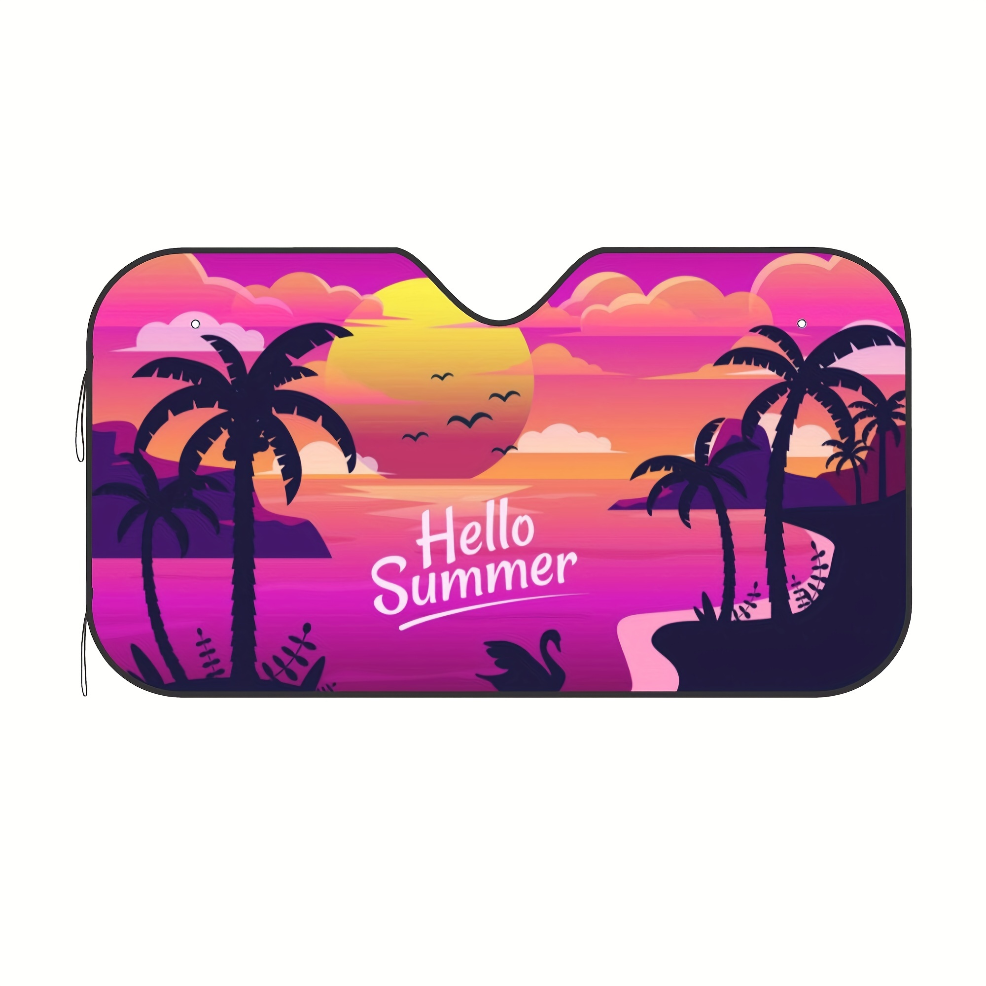 Sommerthema Auto Windschutzscheibe Sonnenblende Sonnenschutz Anime  Sonnenuntergang Hawaiianischer Stil Kreatives Frontfenster Faltbar Geeignet  Für