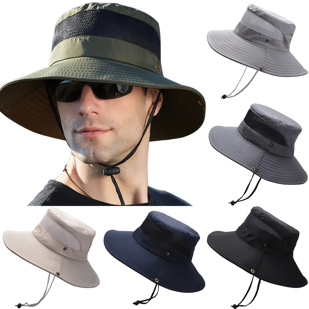 Outdoor 50+ Mesh Sun Hat Wide Brim Fishing Hat with Neck Flap