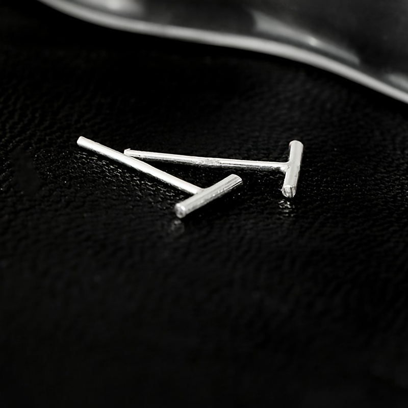 Silvery Vertical Bar Stud Earrings, Funky Men's Accessories