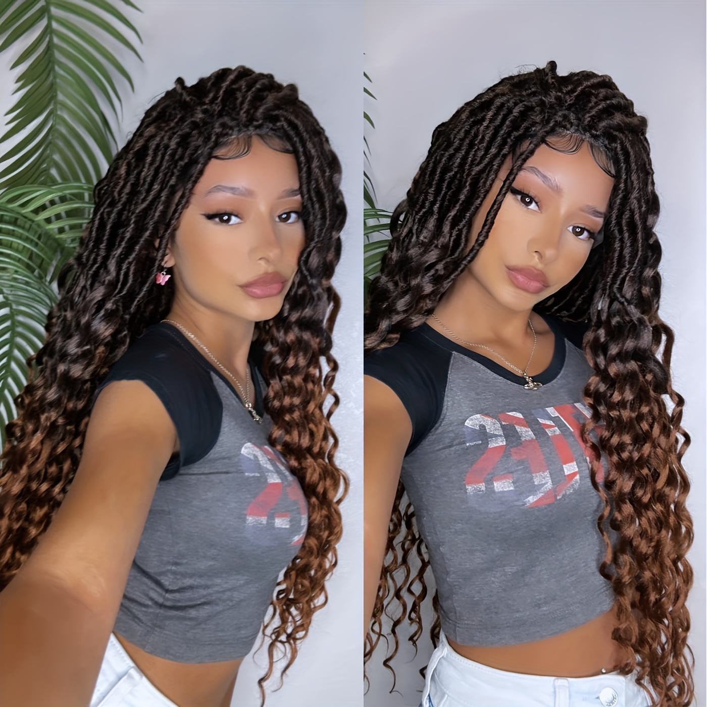 13*4 Lace Front Faux Locs Braided Wigs Women Faux Locs Braid - Temu