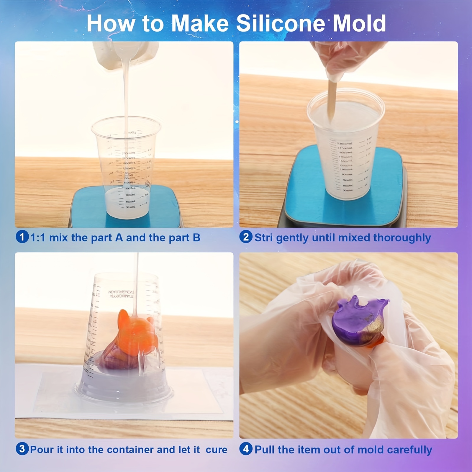 BBDINO Super Elastic Silicone Mold Making Rubber 1 Gallon Kit Platinum –  BBDINO Direct