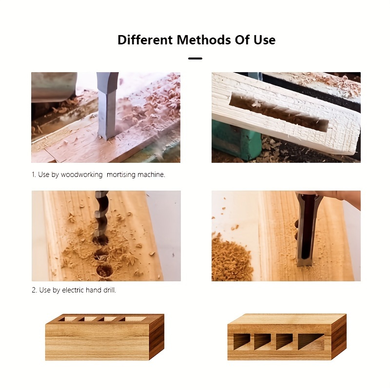 4/6pcs PMMJ Square Hole Auger Spiral Drill Chisel Drill DIY Furniture Woodworking Tools Set Extension Saw Twist Bits Woodworking Drill Bit Set Square Tenon Chisel Square Tool Square Hole Drill Bit Spiral Drill Tenon Drill Core Drill Bit