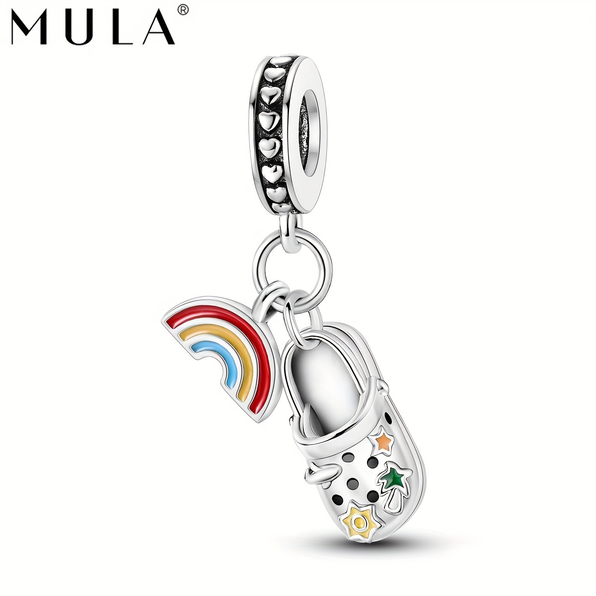 

Mula 1pc 925 Silver Plated Creative Funny Rainbow Clog Shoe Star Flower Tree Airplane Heart Charm Fit Original Bracelet Necklace Keychain Diy Jewelry Making Birthday Gift For Women Girl