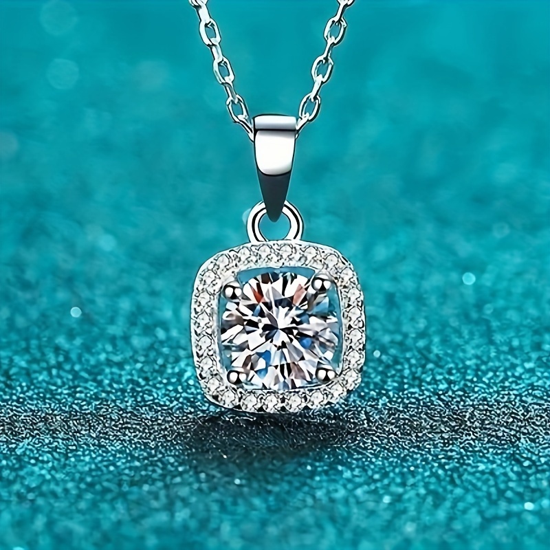 

5ct Moissanite Halo Necklace For Women Necklace Plated Moissanite Pendant Necklace For Women Mom Wife