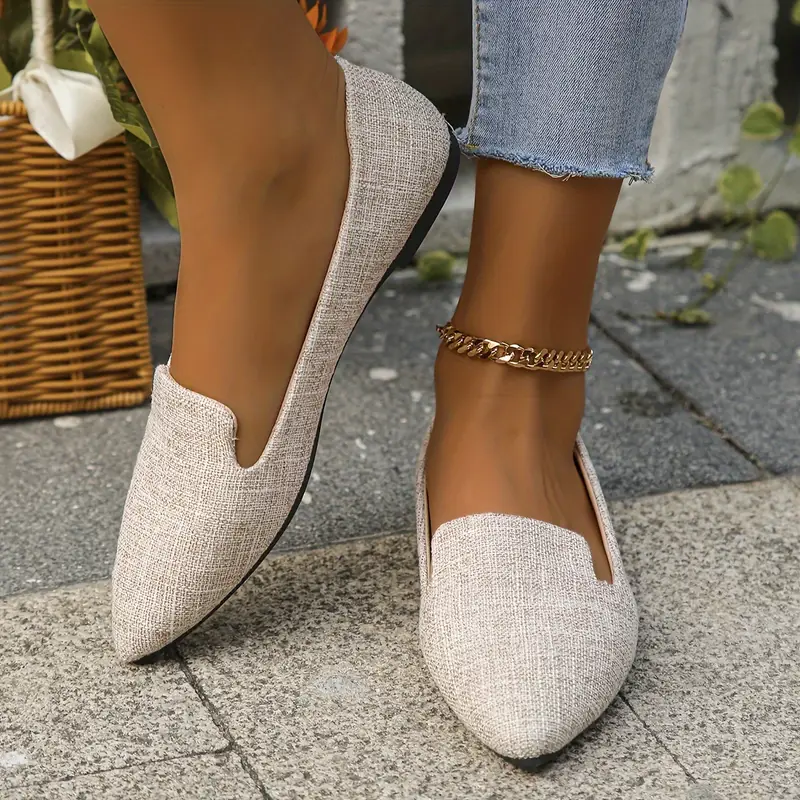 elegant womens black slip on flats soft sole pointed toe lightweight comfortable ideal for work casual wear cover lining rubber sole details 6