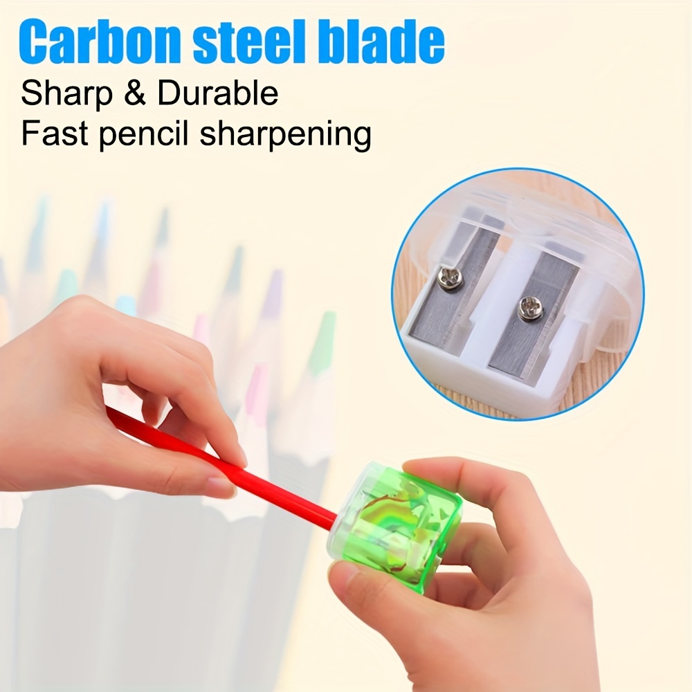 Pencil Sharpeners Mini Transparent Pencil Sharpener School Supplies Candy  Color Pencil Planer