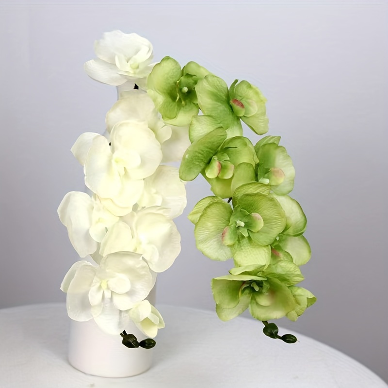  Orquídeas blancas de 30 pulgadas, flores artificiales de tacto  real Phalaenopsis en aerosol, tallos de orquídeas artificiales con 12  flores de orquídea falsas, arreglo alto de flores falsas para decoración del