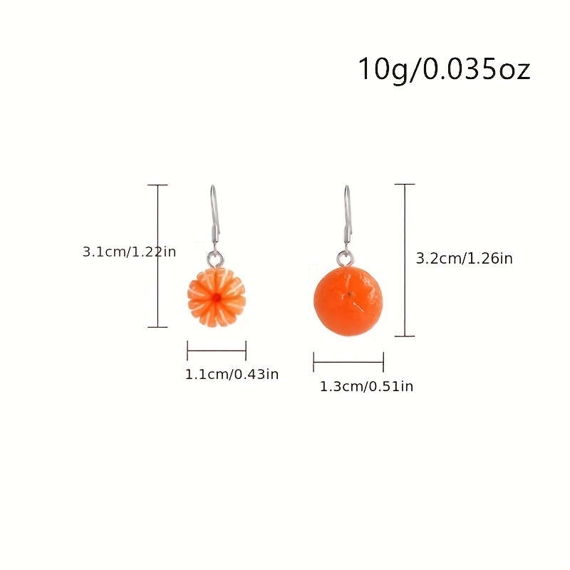 Women's Creative Orange Resin Earrings, Fruit Style