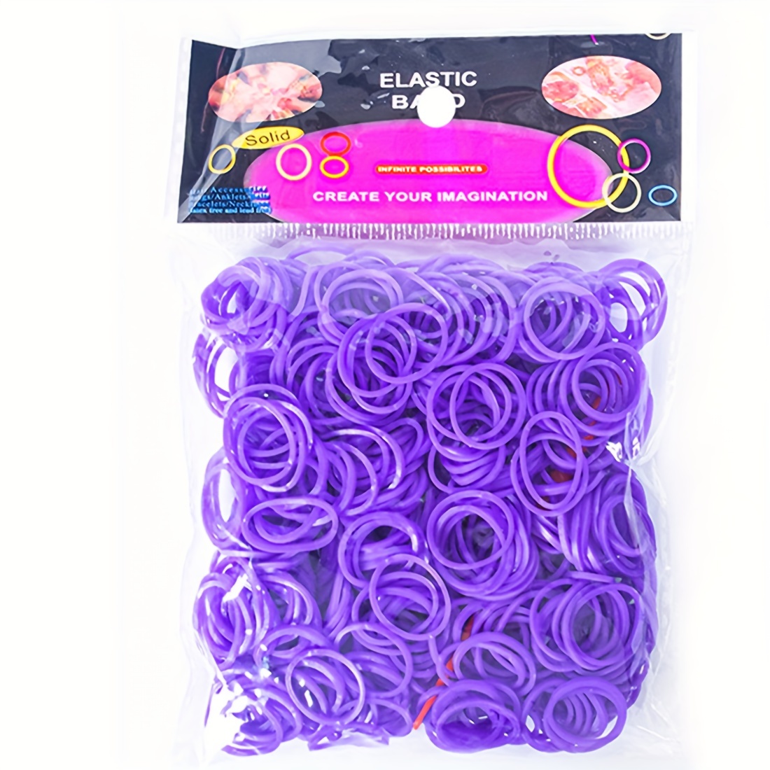  Great Value Pack With 600pcs Purple Strong Loom / Rubber Bands  And 25pcs S Shaped Plastic Hooks / Clips In Clear Color By VAGA