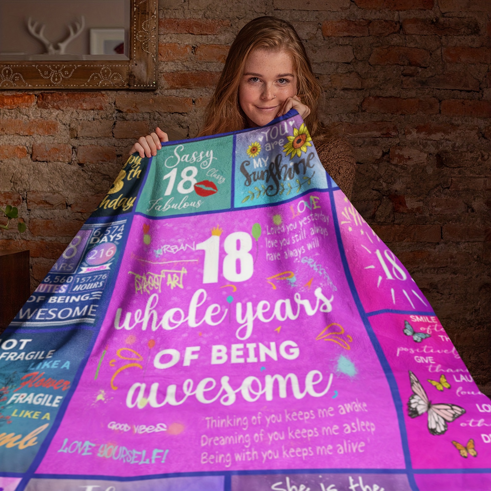 18th Birthday Gifts for Girls Happy 18th Birthday Decorations for 18 Year  Old Girl Birthday Gift Ideas for Daughter Sister Bestie Soft Throw Blanket