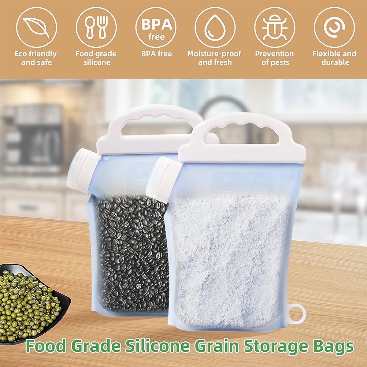 Reusable Storage Bags With Handle And Pour Spout, Sub-packaging Bag,  Fresh-keeping Bag, Anti-odor Leak Proof Freezer Bag For Liquid Lunch, Cured  Meat, Fruits And Vegetables, Grains, Home Kitchen Supplies - Temu