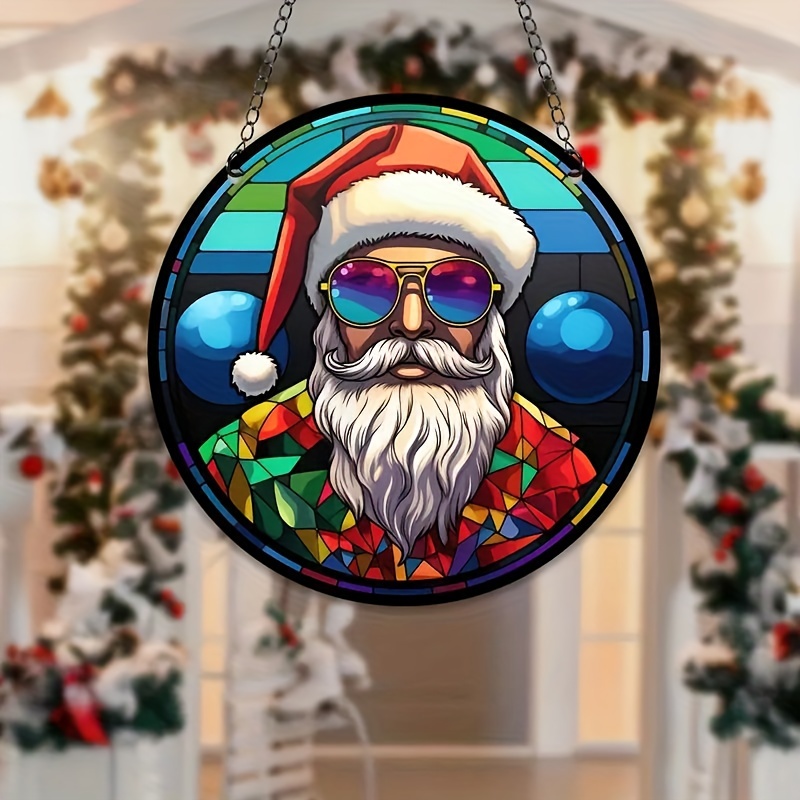 Cute Santa Claus Window Design Painted Pendants Christmas - Temu