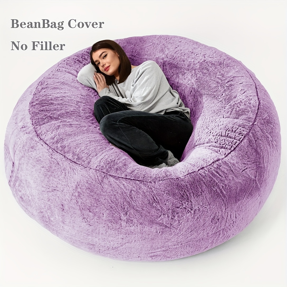 Frogued Sofa Bean Bag No Filler Soft Washable Comfortable Anti-fading Wear  Resistant High Elastic Extra Large Bean Bag Chair Cover Home Decor (Yellow)  