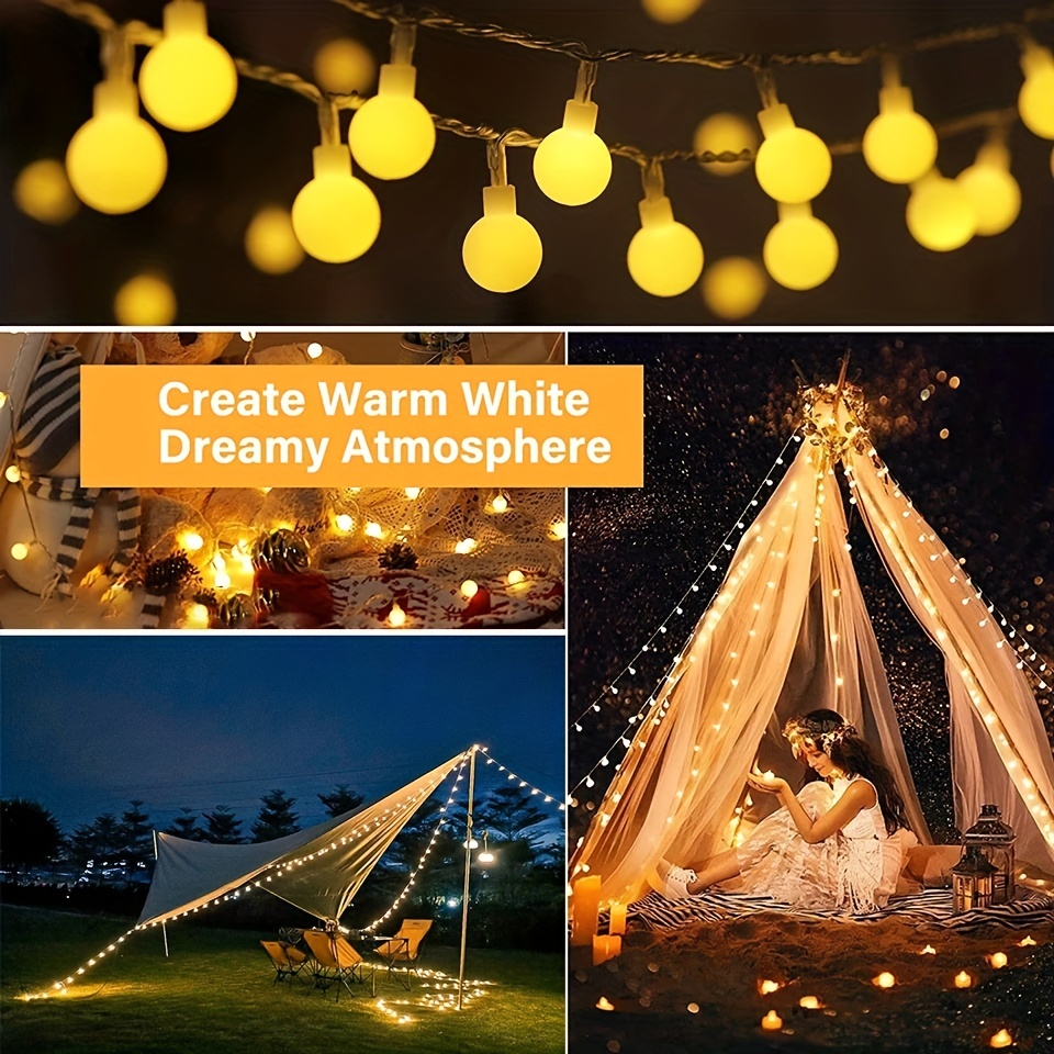 5M 10M Camping Tent Light Garland LED Ball String Lamp Bulb Fairy String  Decorative Light for Home Wedding Party Yard Decoration