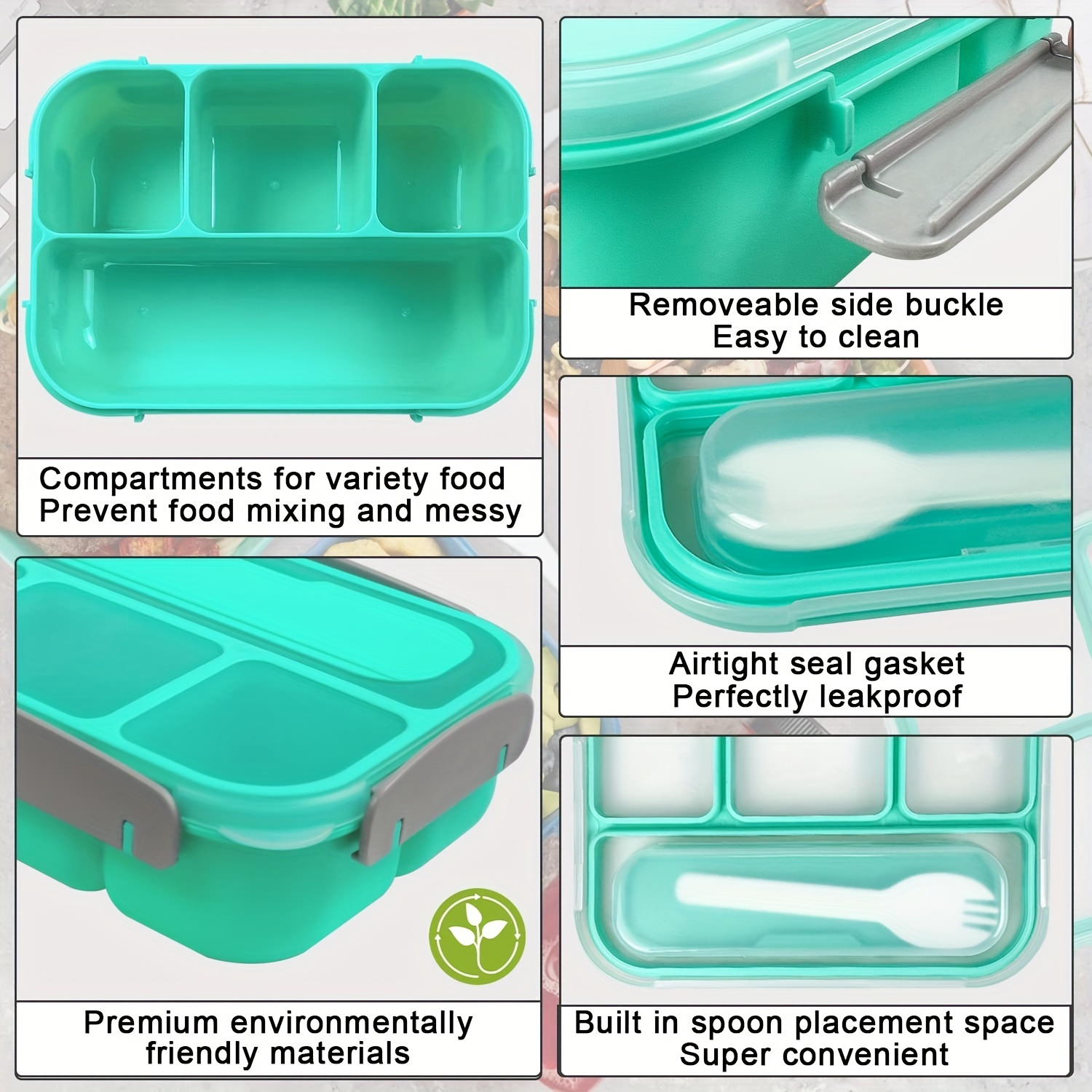 Lunch Box With Built-in Ice Pack & Fork, 3 Compartments, Square Divided  Microwave Oven Bento Box, Leakproof Food Container, For Teenagers And  Workers At School,canteen, Back School, For Camping And Picnic, Home