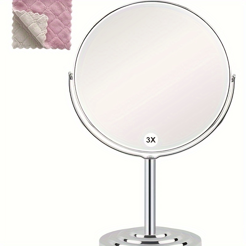 Espejos brillantes de metal pequeños redondos de metal, espejos  plegables de tocador para dormitorio, espejos de doble cara giratorios de  360°, espejos de maquillaje y espejos (color : B) : Belleza