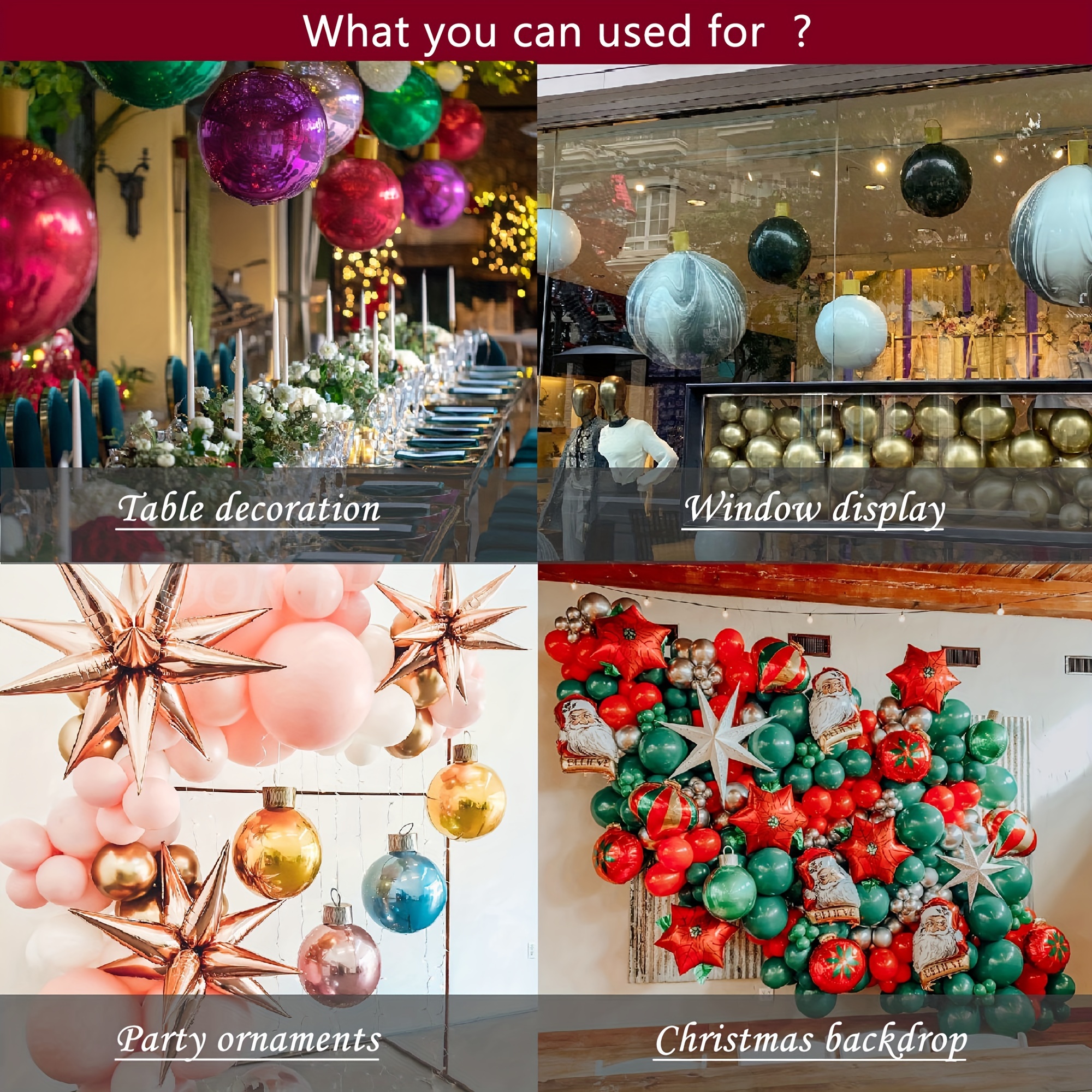 4pcs, Ballon Suspendu De Noël, Décoration De Noël, Décoration De Vacances,  Décoration De Jardin, Décoration De