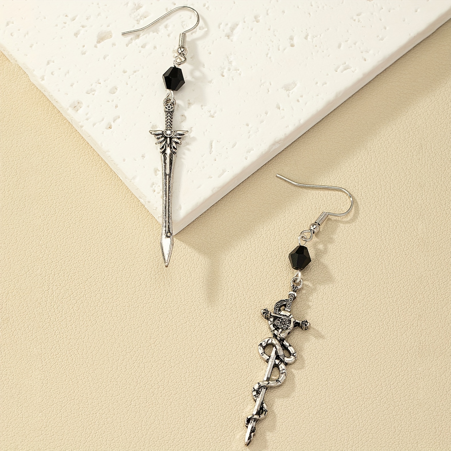 Halloween Gothic Dark Pentagram Snake Wrap Earrings, Creative Gift