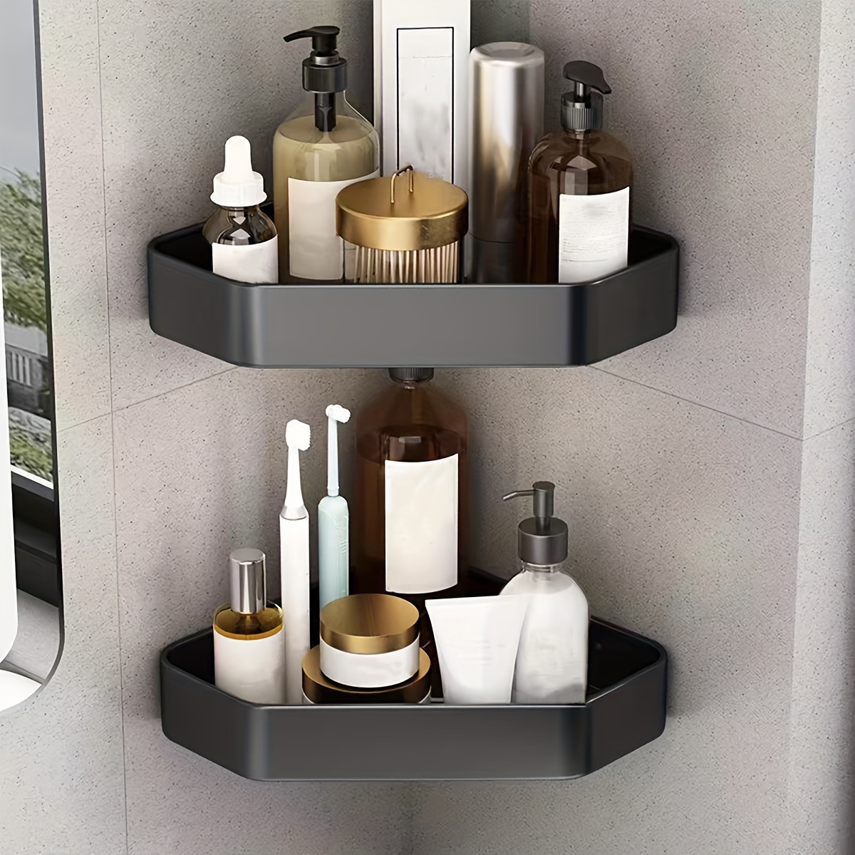 1 Étagère D'angle De Douche, Organisateur De Douche, Porte-shampooing,  Rangement De Douche Sans Perforation, Organisateur De Cuisine Résistant À  La Rouille - Temu France