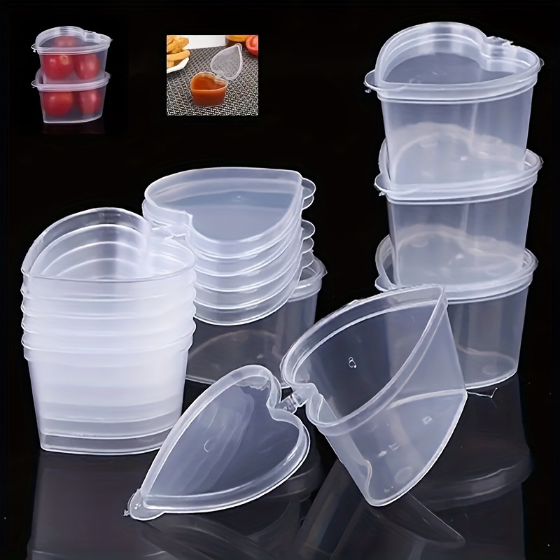 Clear Disposable Sauce Boxes With Hinged Lids - Small Plastic Dipping Bowls  For Food Storage And Takeout Containers - Kitchen Supplies - Temu