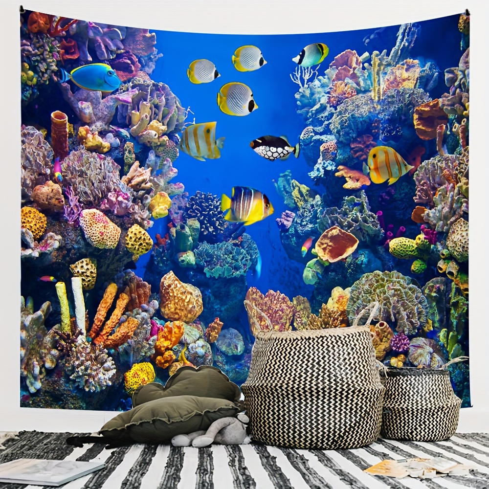 Tropical Fish Tapestry Coral Reef Deep sea Landscape - Temu Canada