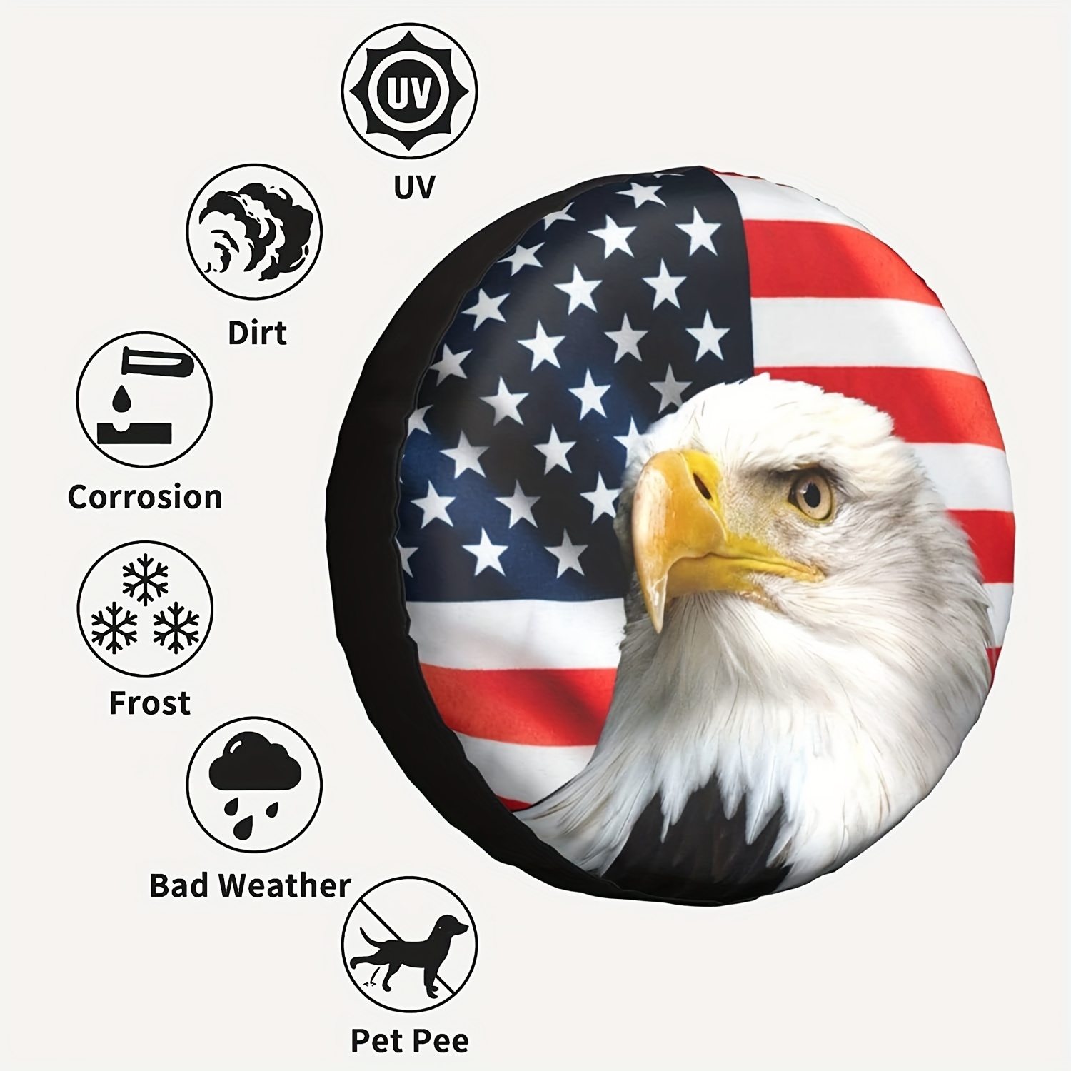 Show Your Patriotism With A Eagle Flag Tire Cover Waterproof Wheel  Protectors For Campers, Rvs, Suvs  Trailers Temu